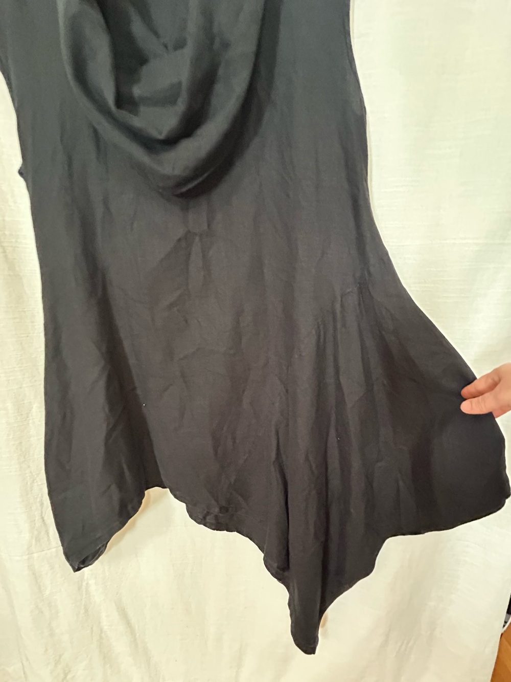 Bryn Walker 100% Linen Black Asymmetric Cowl‎ Neck Tunic Top or Mini Dress - Picture 4 of 9